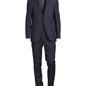 Kostym academy one pleat chalk navy blue
