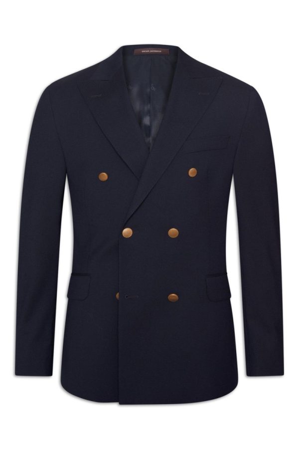 Regular fit dubbelknäppt kavaj ull dark blue