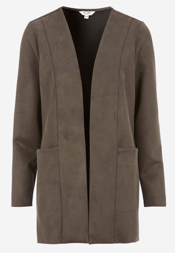 Trikåkavaj med mocka-look
